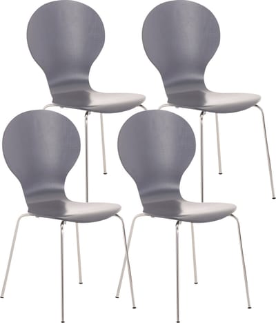 CLP Diego Set van 4 stapelstoelen Hout/grijs