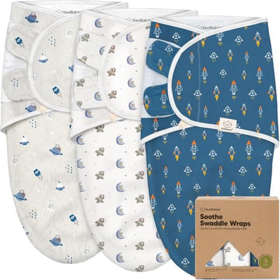 NTHProducts - Organic Baby Swaddle Wrap Blankets - 3-Pack Newborn Swaddles - Ergonomische slaapzakken - Cosmo - Ultra-zacht katoen - Geschikt voor 0-3 ...