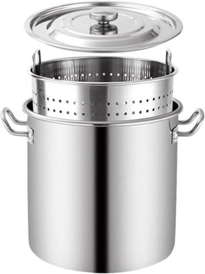Grote Soeppan - Kookpan - Buiten Koken - Met Zeefmand - 20-90 Liter - Zilver