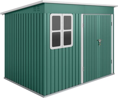Clruro Tuinhuis - 260 x 177 x 190 cm - met deuren en afsluitbaar - Staal - Groen
