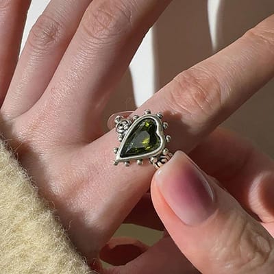 Foxanry Bagues de Fête Vintage Punk Zircons Verts Pour Femmes Couples Nouvelle Mode Créative Gland Géométrique Fait Main Bijoux de Fête resizable brown