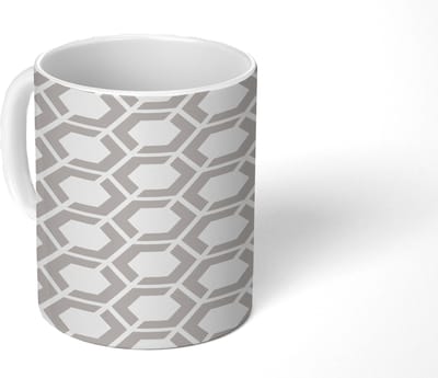 Mok - Koffiemok - Grafisch - Patroon - Modern - Hexagon - Gefragmenteerd - Mokken - 350 ML - Beker - Koffiemokken - Theemok