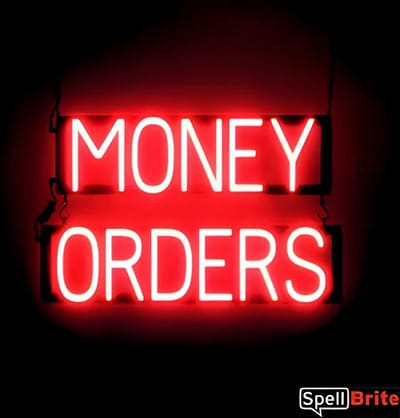 MONEY ORDERS - Lichtreclame Neon LED bord verlicht | SpellBrite | 61 x 38 cm | 6 Dimstanden - 8 Lichtanimaties | Reclamebord neon verlichting