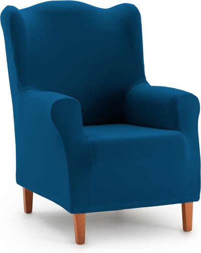 Belmarti® Oorfauteuil Hoes Anza 70cm tot 100cm breed - Blauw - zachte, luxe stretchstof vormt moeiteloos naar je fauteuil - Premium kwaliteit