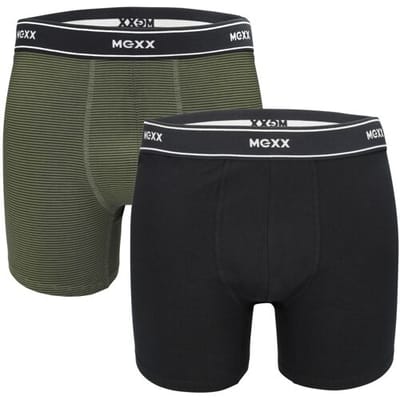 MEXX Set van 2 heren boxers (Strepen/marineblauw/olijfgroen, M)