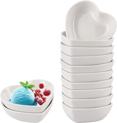 Set van 12 Hartvormige Multifunctionele Keramische Sauskommen, 1 oz, Voor Sauzen, Specerijen en Sushi Dips