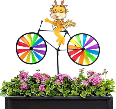 Fiets Windspinner - Tuindecoratie Windmolen - Tuin Aankleden - Kleurrijk Metaal Ontwerp - 88x53 cm - Multicolor