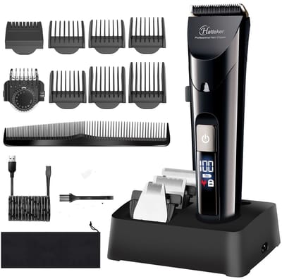 Hatteker Professionele Tondeuse Set voor Heren – Baardtrimmer, Precisietrimmer, Haartrimmer & Langhaartrimmer – 4-in-1 – Oplaadbaar & Netstroom – Waterdicht
