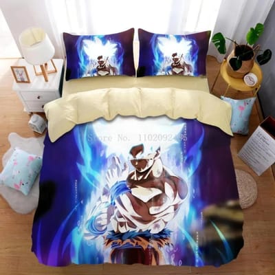 Anime Dragon-Ball Beddengoedset,Dragon-Ball Dekbedovertrek,Dekbed Overtrek Set Super Saiyan Beddengoedset Voor Volwassenen Kinderen 260x240cm 3pcs