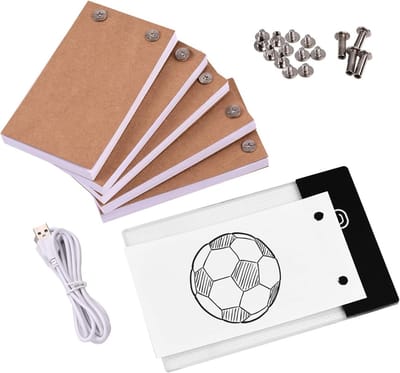 Flip Book Set met LED Lichtpad, 300 Vellen Tekenpapier met Binding, Ideaal voor Cartoons en Animaties