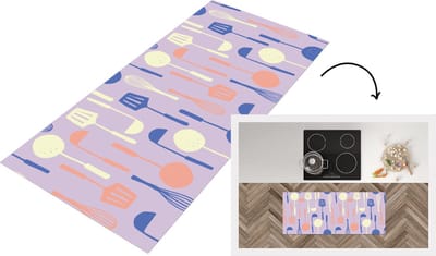 Keukenloper - Loper keuken - Patronen - Keukengerei - Spatel - Garde - 120x50 cm - Keukenloper vinyl
