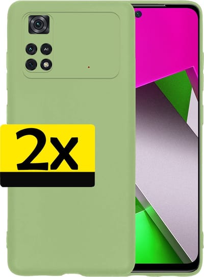 Hoesje - 2 Stuks - Geschikt voor Xiaomi Poco X4 Pro 5G - Sterk & Shockproof - Case Siliconen - Back Cover - Telefoon Hoes - Telefoonhoesjes - Groen