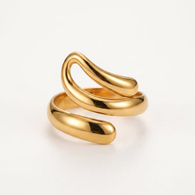 Lundholm Amada Ring Dames Goudkleurig – Premium Stainless Steel Gold PVD Plated – Verstelbare Ring Geometrische ringen dames Minimalistisch – Open Ring Dames – One Size – Scandinavisch Design
