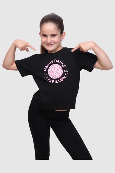 Papillon sport T-shirt Happy Dance zwart/roze, maat 128 (8)