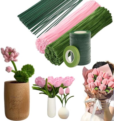 200 Stuks Knutselpijpenragers Bloemendraad 30 cm - Chenille Stelen met Tuinband