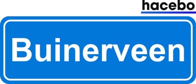 Hacebo - Plaatsnaam Sticker - 29x10 CM - Buinerveen sticker - Verkeersborden sticker - grappige cadeaus - Buinerveen