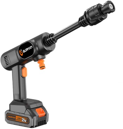 Intebiki - Hogedrukreiniger - terrasreiniger – 10x1200mAh– 6-in-1 draaibare sproeier -5m Waterslang -schuimspuitfles -met Verlengstang-hogedruk pistool - hogedrukreiniger accu –2.8 l/m– Geschikt voor auto's, tuinen, balkons, enz– Zwart
