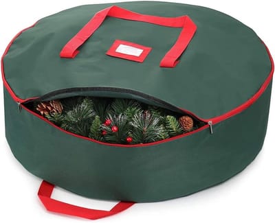 Duurzame Opbergdoos voor Kunstbloemkransen met Dubbele Rits, Stevige Handvatten en Kaartslot van 600D Oxford Stof, Ideaal voor Festivals en Seizoensdecoratie