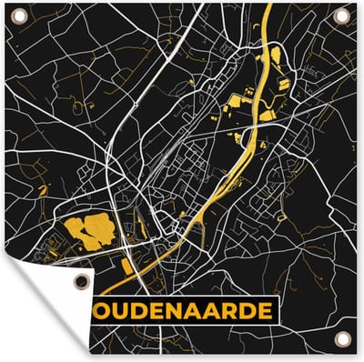Tuin poster Kaart - Oudenaarde - Goud - Plattegrond - Stadskaart - 200x200 cm - Tuindoek
