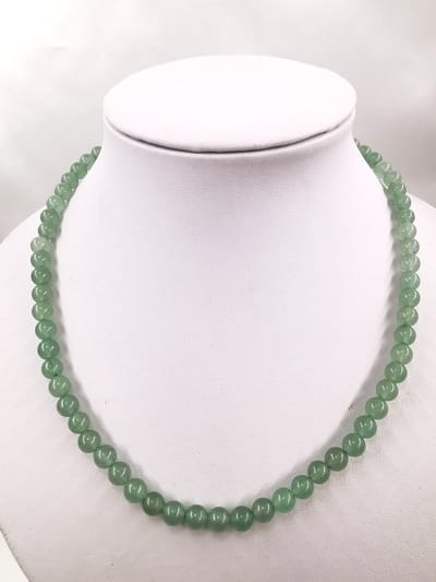 Ketting - Edelsteen - Aventurijn - 6 mm kralen - L 45cm - RVS sluiting. Bewustzijn – individualiteit – motivatie.