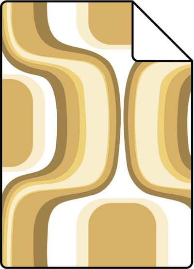 Proefstaal ESTAhome behang retro ornamenten okergeel en bruin - 26.5 x 21 cm - 131584-S