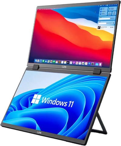 Lipa HDR-72 Dual Portable monitor Full HD - Foldable opvouwbaar scherm - Beeldscherm - Computerscherm - Ultrawide monitor - Ook Windows & MacOS - 2x 15.6 inch - Tri-screen- Triple monitor - 60 Hz - HDR en IPS - Verticaal Ultrawide