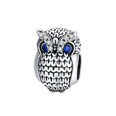Uil zirconia ogen bedel | bedels voor armband | inspiring owl bead | Zilverana | geschikt voor alle bekende merken | 925 zilver | moederdag
