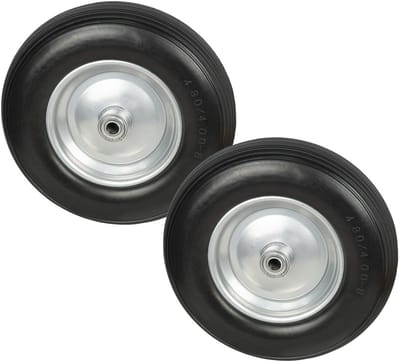 PU kruiwagenwiel 400 mm - 180 kg Draagvermogen - Massief Rubber Reservewiel (2 stuks)