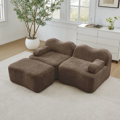 L-Vormige-2-Zits-Bank-Frameloos-Fluweel-Bruin-Met-Hocker