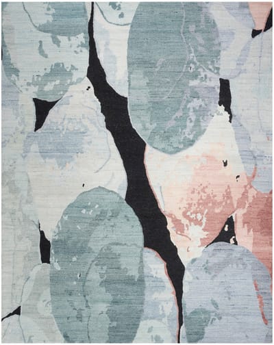 Nourison Silk Shadows SHA25 Blue Pink Vloerkleed - 236 x 297 cm - Veelkleurig - Rechthoekig - Bamboezijde, Wol - Woonkamer, Eetkamer, Slaapkamer - Abstract - Modern, Design