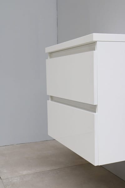 Basic Bella Badkamermeubelset - 60x55x46cm - 1 wasbak - Acryl - Wit - 1 kraangat - Wandspiegel met verlichting - Melamine Wit hoogglans