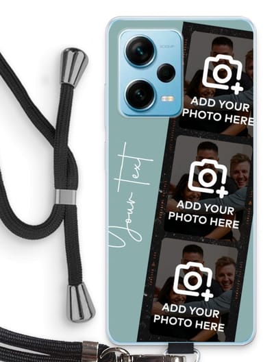 Gepersonaliseerd - Case Company® - Hoesje met koord geschikt voor Xiaomi Redmi Note 12 Pro Plus hoesje met Koord - Filmrol N°1 - Telefoonhoesje met Zwart Koord - Bescherming aan alle Kanten en Over de Schermrand