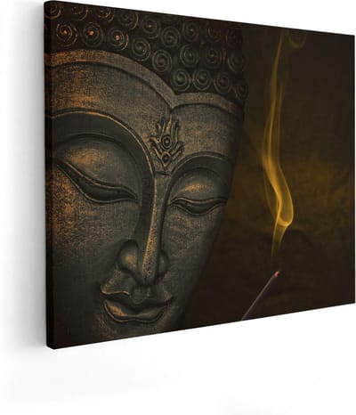 Artaza Canvas Schilderij Boeddha - 100x80 cm - Groot - Wanddecoratie Spiritueel - Muurdecoratie Woonkamer - Schilderijen Op Canvas