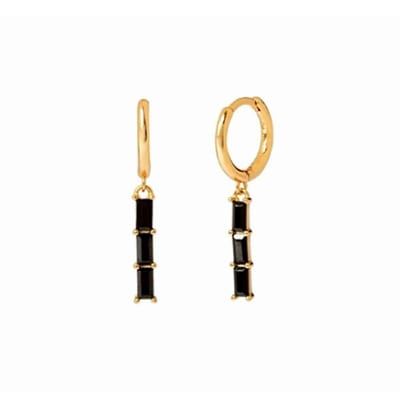 LILI Bar Oorringen / Oorbellen | Zwart/Goud | Ø 10 mm | 20 x 5 mm | 925 Silver