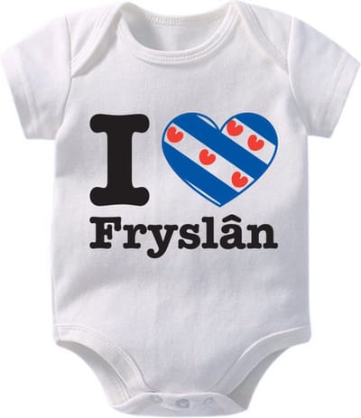 Hospitrix Baby Rompertje met Tekst I Love Fryslând" | 0-3 maanden | Korte Mouw | Cadeau voor Zwangerschap | Provincies Nederland | Fryslând | Bekendmaking | Aankondiging | Aanstaande Moeder | Moederdag