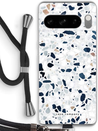 Case Company® - Hoesje met koord geschikt voor Google Pixel 8 Pro hoesje met Koord - Terrazzo N°1 - Telefoonhoesje met Zwart Koord - Bescherming aan alle Kanten en Over de Schermrand