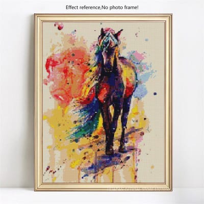 Peinture diamant broderie cheval, mosaïque de diamant, bricolage, couture ronde complète, point de croix 20X30CM black