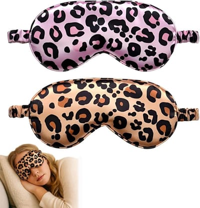 Zijde Slaapmasker - Oogmasker Dame - Verbeter Slaap - Stijlvol Patroon - 2 Stuks - Luipaard