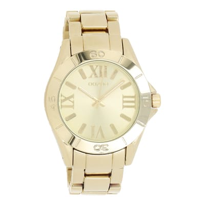 OOZOO Timepieces - Goudkleurige horloge met goudkleurige roestvrijstalen armband - C5702