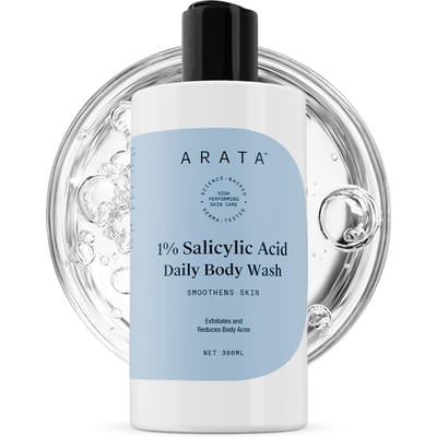 Gel douche Arata à 1% d'acide salicylique (300ml) pour le Bacne, la Peau Granuleuse & Fraise | Exfolie, Nettoie & Adoucit la Peau Irrégulière & Rugueuse | Sans Paraben & SLS Fr gray