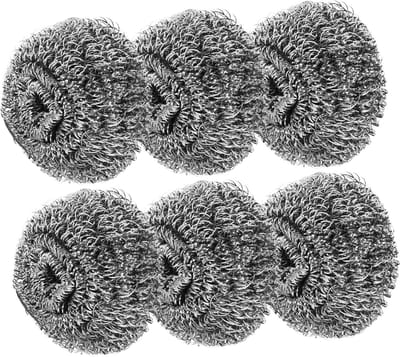 Keuken Staalwol Sponzen - Afwas Schrobbers - Pannen Schoonmaken - Duurzaam Ontwerp - 6 Stuks - Zilver
