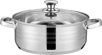 Swiss Haus® NC26LP Hapjesoan Met Deksel - Ø26cm / 5.8L - Geschikt Voor Inductie & Alle Warmtebronnen - Vaatwasserbestendig - Ovenbestendig - RVS