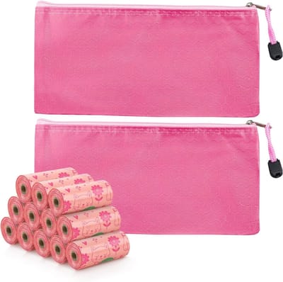Zelfsluitende zakken voor maandverband, privacybescherming, persoonlijke verwijdering, 12 stuks op rol, ideaal voor vrouwen, 21x32 cm, roze