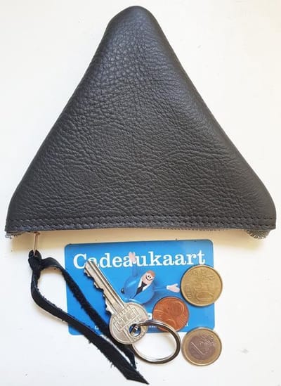 Toetie & Zo Handgemaakt Leren Sleutelmapje Grijs, antraciet, sleutelzakje, sleutelhouder, sleutelhoesje, kleingeldmapje, OV hoesje, portemonnee, leder