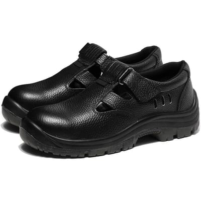 Arbeidsverzekeringsschoenen Slijtvaste Schoenen Zomer Heren Ademend Deodorant Antislip Leer Stalen Neus Schoenen 46 black