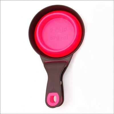 Cuillère pliante en silicone pour nourriture pour chien cuillère pour animal de compagnie avec clip de fermeture pelle à nourriture cuillère pour nourriture pour chat fournitures pour animaux de compagnie (Pink,L) rose