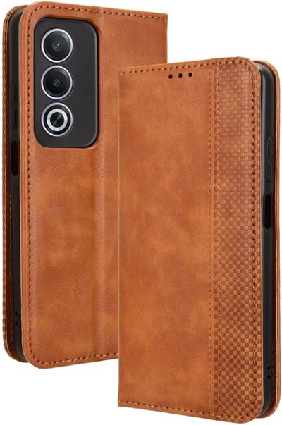 Coverup Hoesje - Geschikt voor OPPO A80 Hoesje - Coverup Vintage Style Book Case - Bruin