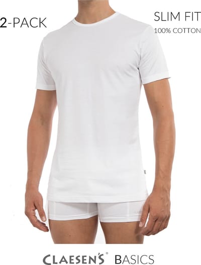 Claesen's® - T-Shirt Wit 100% Cotton 2-PackCL 1020ss-White-M