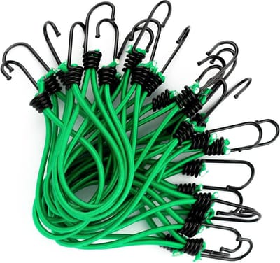 Span elastiek met haak - 25 stuks - voor dekzeilen - banners - aanhangers - tent - trampoline - zwart Span elastiek met haak