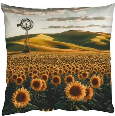 Sierkussens - Kussentjes Woonkamer - 50x50 cm - Zonnebloem - Veld - Windmolen